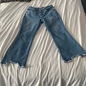 LOFT, curvy high waist, flare crop, light denim